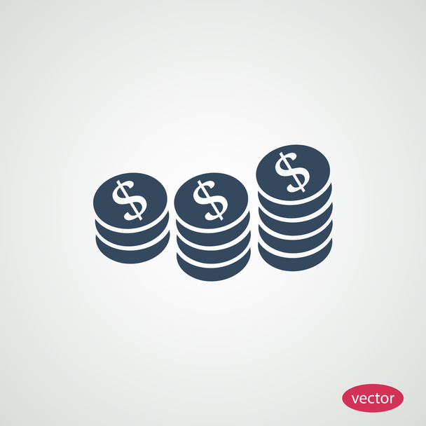 money coins flat icon - Vetor, Imagem