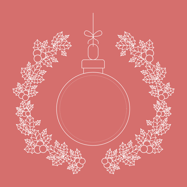 Ornament and rustic leaf crown of Christmas season - Vector, imagen