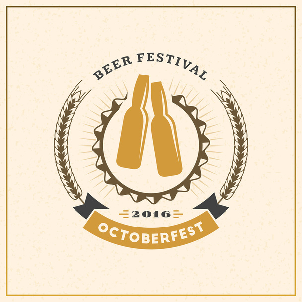 Beer festival Octoberfest celebration. Retro style badge, label, emblem. Vector illustration. Beer label template - Vetor, Imagem
