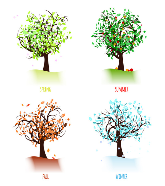 Abstract four season trees - Vector, Image