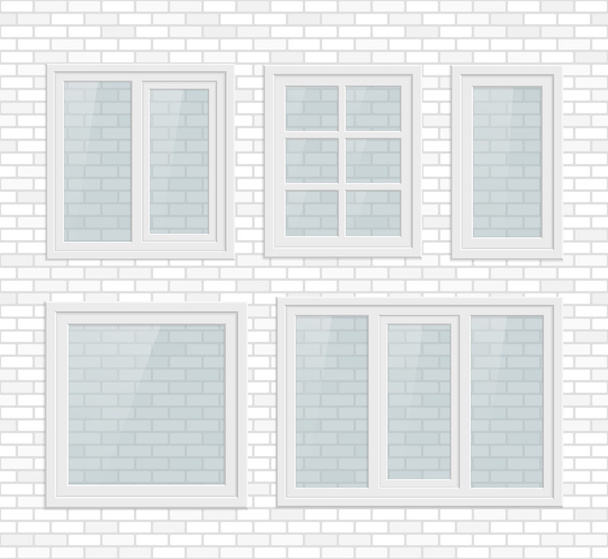 Set of metal plastic windows - Vector, Image