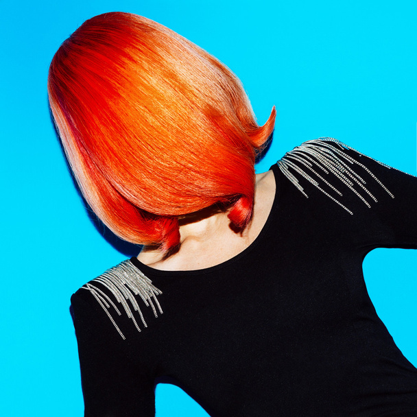 Lady fire. Style Hair. Red Hair Color trend. - Φωτογραφία, εικόνα