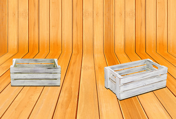 Patrón de madera clásico y 2 cajas de madera blancas
 - Foto, Imagen