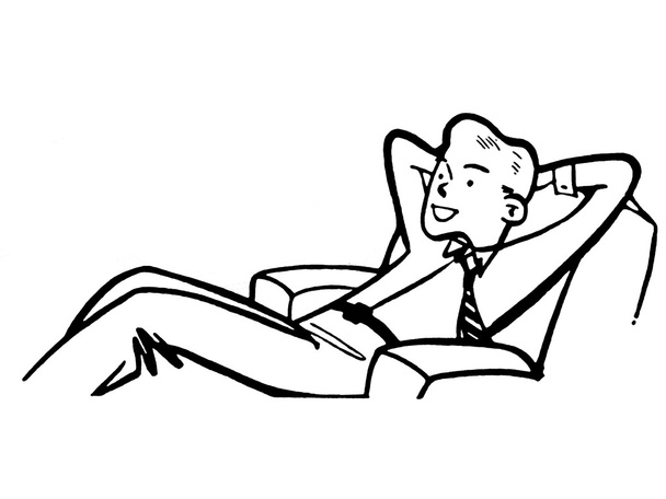 μια μαύρη και λευκή έκδοση ενός επιχειρηματία χαλαρώνοντας σε ένα σαλόνι - Φωτογραφία, εικόνα