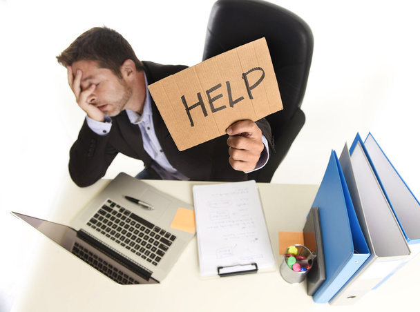 young desperate businessman suffering stress working at office c - Photo, Image