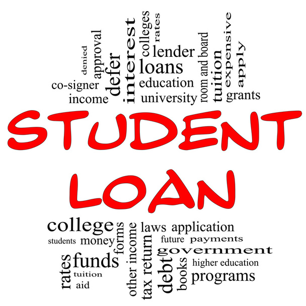 Student Loan Word Cloud Concept in red & black - Photo, Image