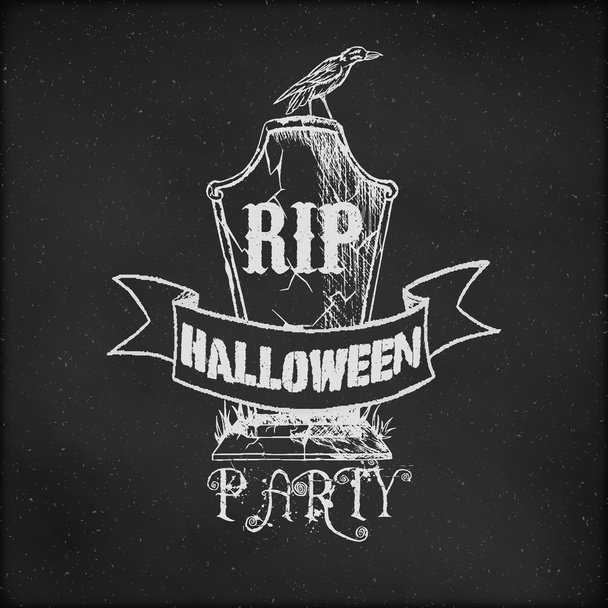 Vintage sketch on blackboard for Halloween Party - Вектор, зображення