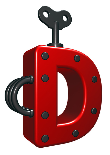 letter d with decorative pieces - 3d rendering - Foto, imagen