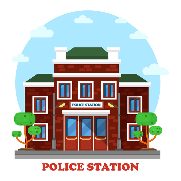 Outdoor exterior view on police station building - Vector, Image