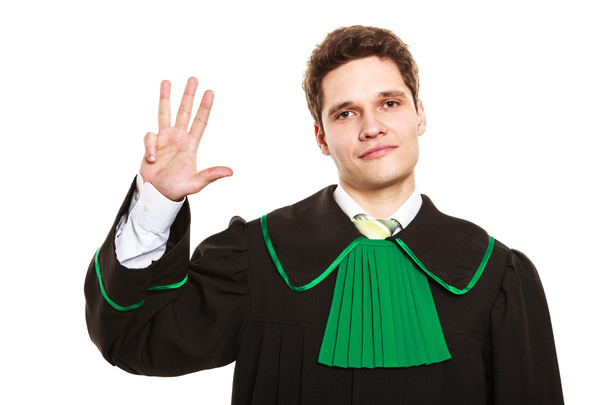 Male lawyer show sign with hand. - Φωτογραφία, εικόνα