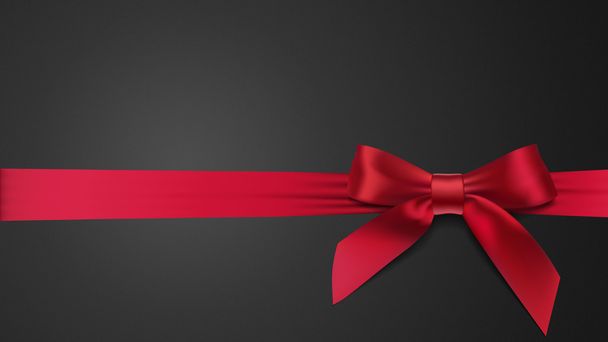greeting card realistic red bow on a black background - Wektor, obraz