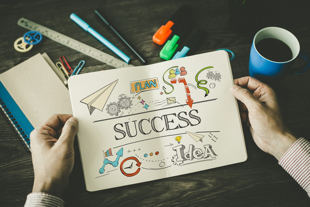 SUCCESS sketch on notebook - Photo, image