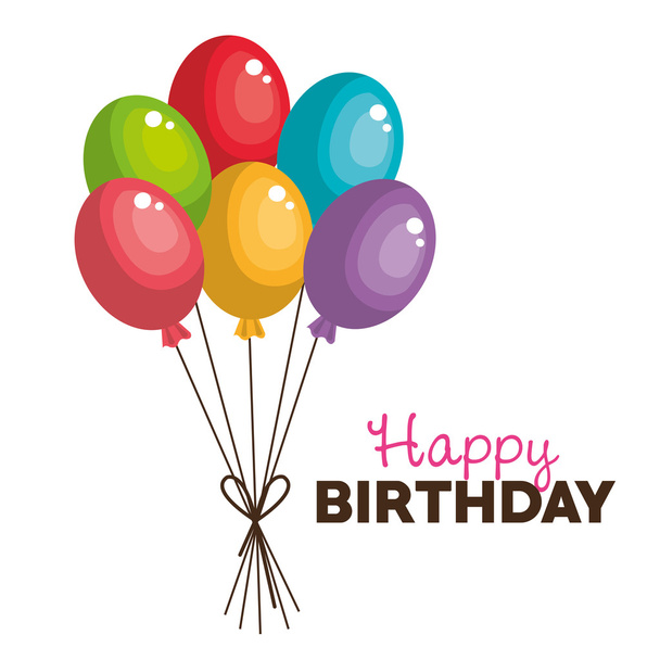 balloons happy birthday party graphic - Vettoriali, immagini