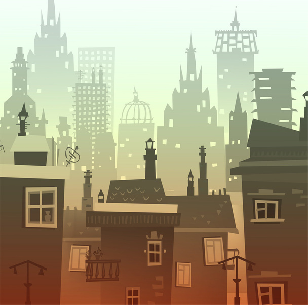 City background made of different building silhouettes - Photo, Image