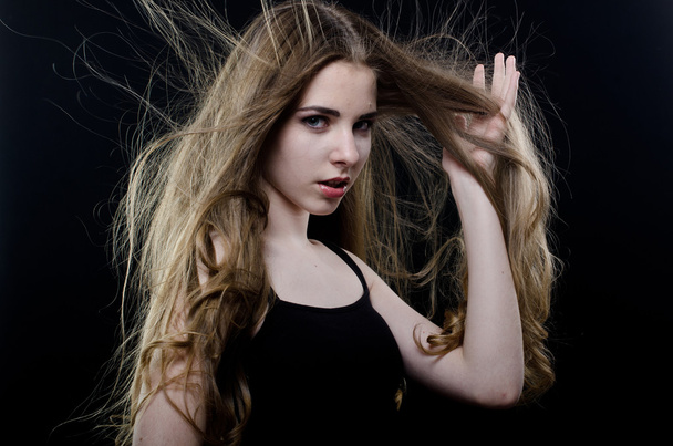girl playing with hair - Foto, Imagem