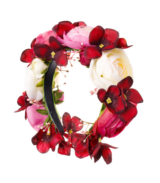 wreath with colored flowers isolated - Photo, Image
