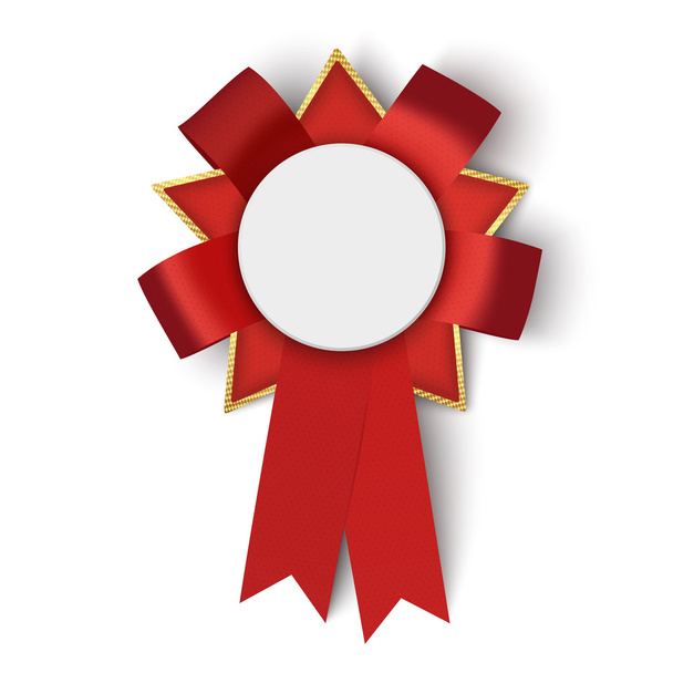 Realistic red fabric award ribbon with blank space. Vector illustration. - Vektor, Bild