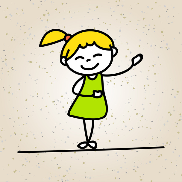 Desenho de mão personagem de desenho animado feliz
  - Vetor, Imagem