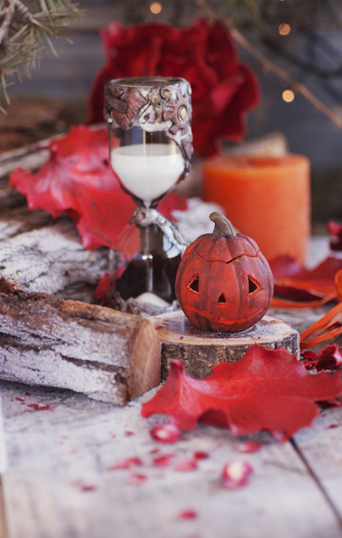 decorative pumpkin for Halloween with dried flowers - Valokuva, kuva