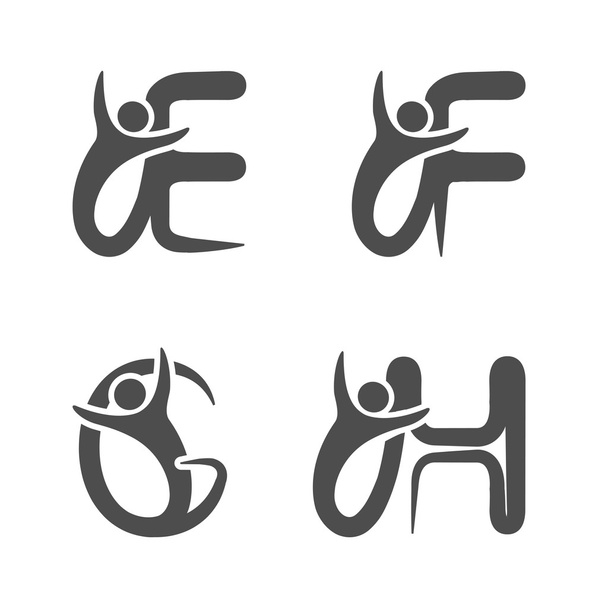alphabet with symbol of human  - Vector, Imagen