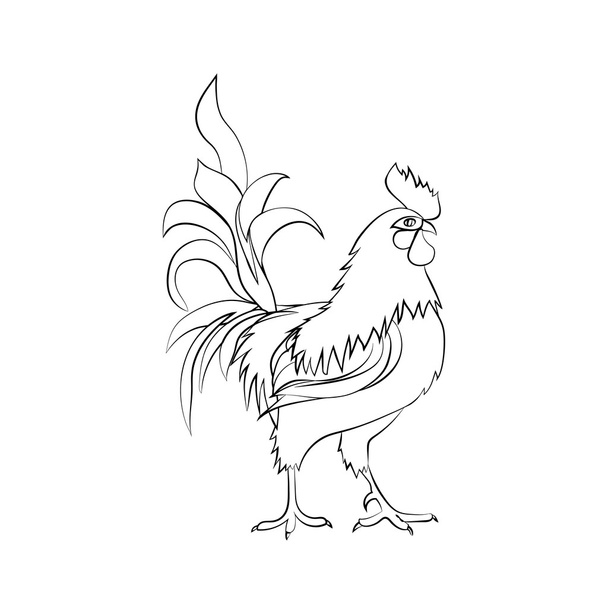Black sketch drawing of rooster. Chinese New Year 2017. - Вектор, зображення