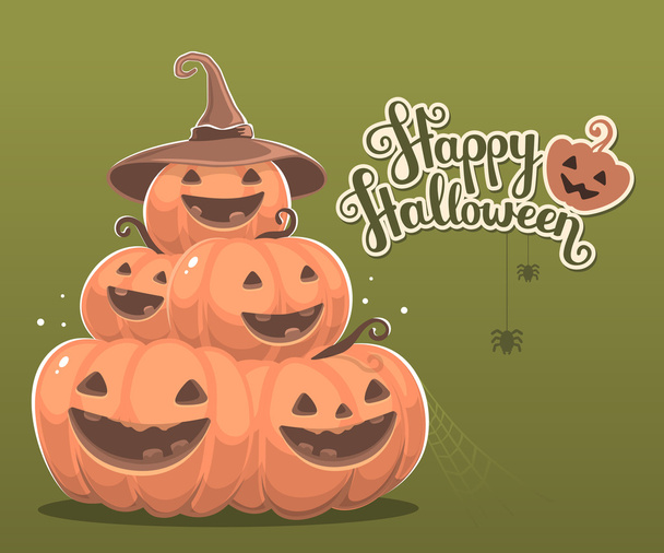 Vector halloween ilustración de pila de calabaza naranja decorativa
 - Vector, imagen