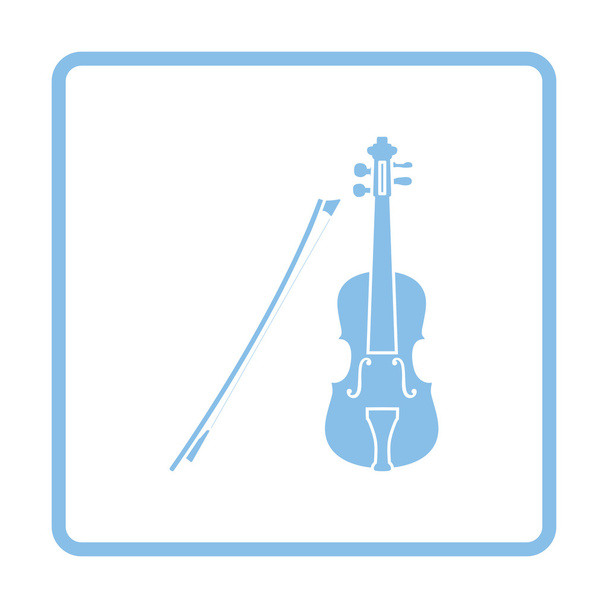 Icono de violín. Diseño de marco azul
.  - Vector, imagen