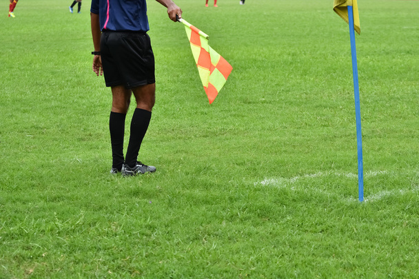 Árbitro assistente em jogo de futebol
 - Foto, Imagem