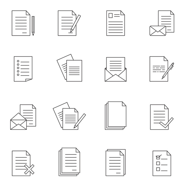 Outline document set icon isolated on white background - Vettoriali, immagini