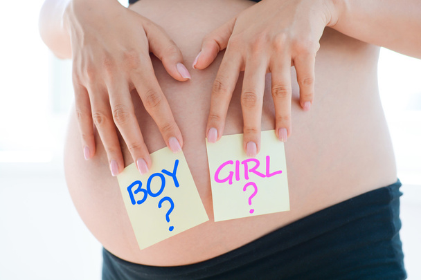 pregnant woman with boy and girl stickers - Photo, image