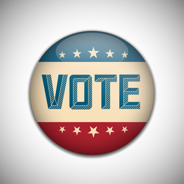 Σήμα κουμπί Vote προεκλογική εκστρατεία. Ρετρό ή Vintage στυλ. - Διάνυσμα, εικόνα