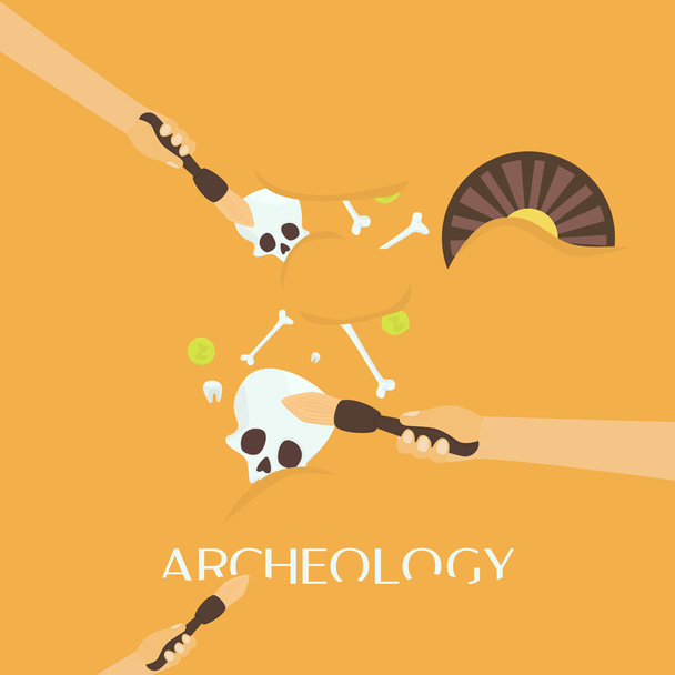 Ciência da arqueologia. Fósseis antigos
.  - Vetor, Imagem