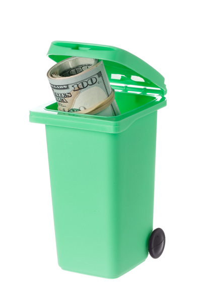 Odpadkový koš s bankovkami - Fotografie, Obrázek