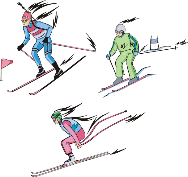 Biathlon and Alpine skiing - Vector, Image