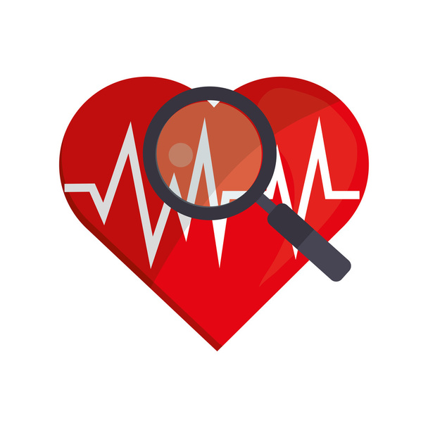 ikona srdce kardiogram a lupy - Vektor, obrázek