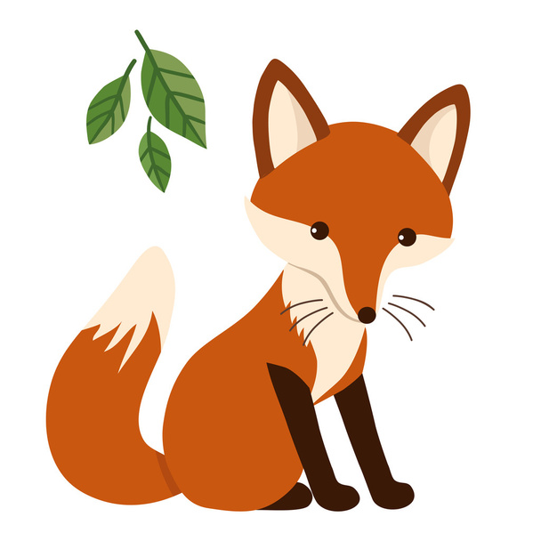 Sevimli çizgi fox düz stil vektör çizim - Vektör, Görsel