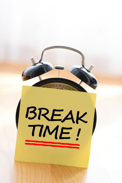 clock with sticker Break time - Zdjęcie, obraz