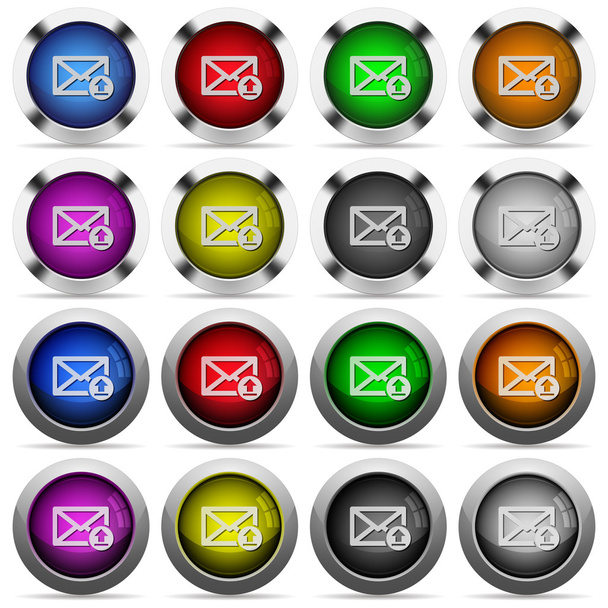 Sending mail glossy button set - Vektor, kép