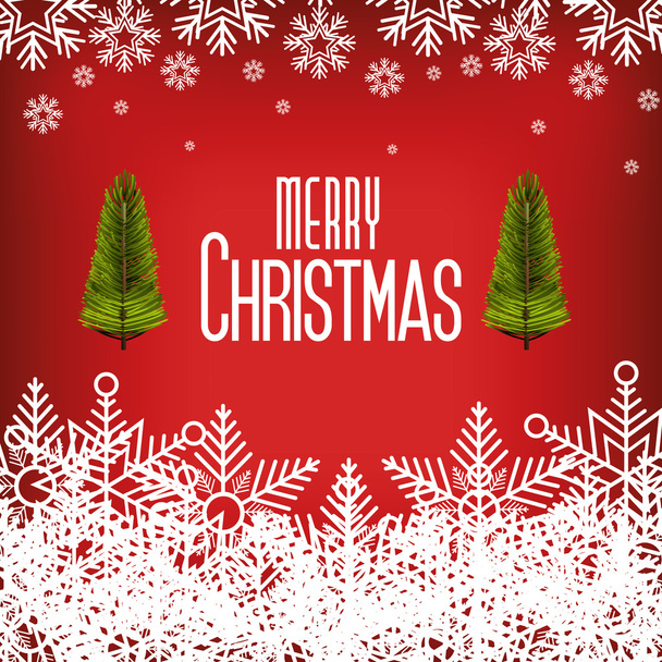 cartão de felicitações Feliz Natal com floco de neve e árvore gráfica
 - Vetor, Imagem