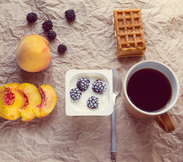 Healthy breakfast ingredients. Top view - Photo, Image