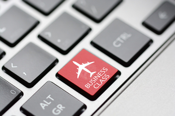 Czerwony samolot przycisk na klawiaturze - Zdjęcie, obraz