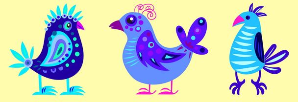 Illustration von drei feenblauen Vogel - Vektor, Bild