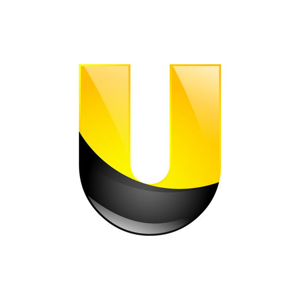 Creative yellow and black symbol letter U for your application or company design alphabet Graphics 3d letter - Вектор,изображение