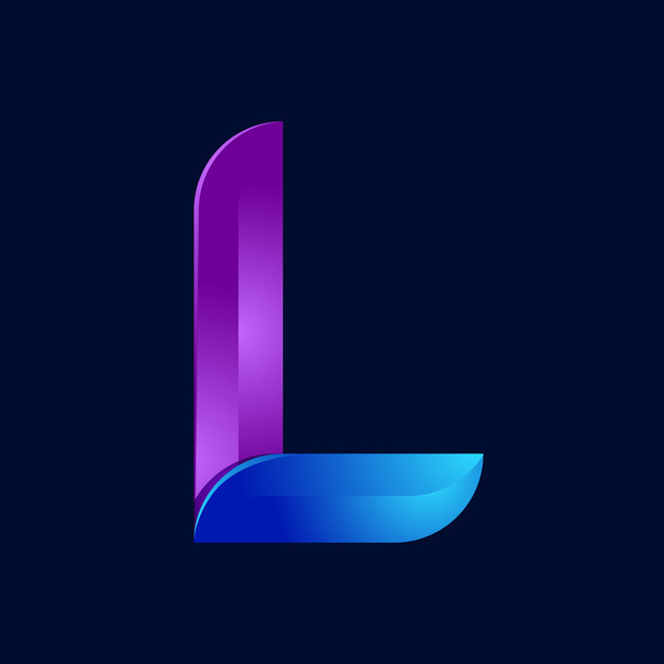 L letter volume blue and purple color logo design template elements - Διάνυσμα, εικόνα