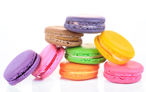 Assorted colorful macaroon isolated on white background - Zdjęcie, obraz