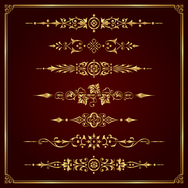 Ornamental page dividers in gold - Vector, afbeelding