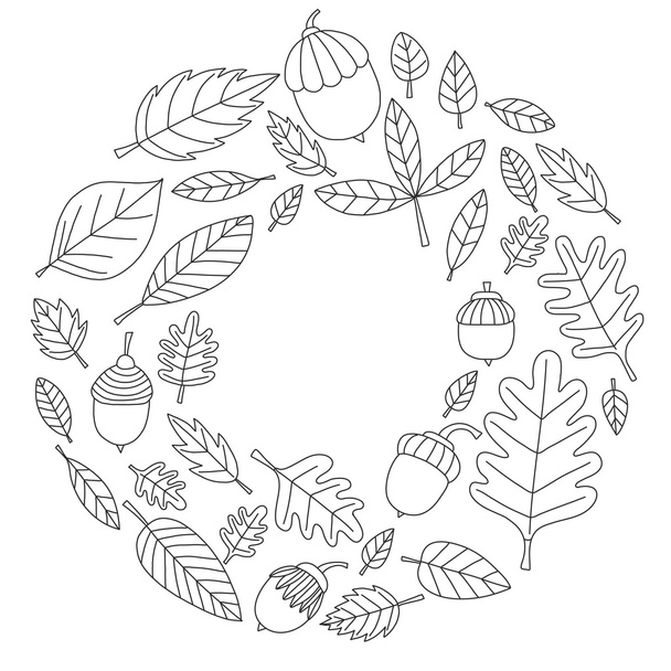 Pattern with autumn leaves Oak Mapple Acorn Linden - Vektori, kuva