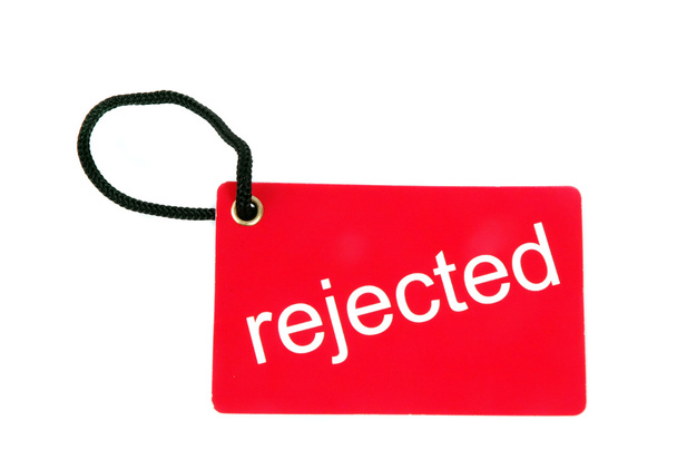 Elutasított szavakkal jelölt piros papír címke - Fotó, kép