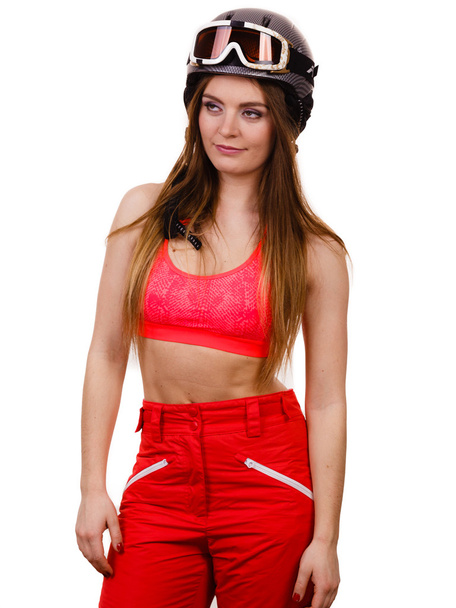Strong woman with sporty helmet. - Foto, Imagen