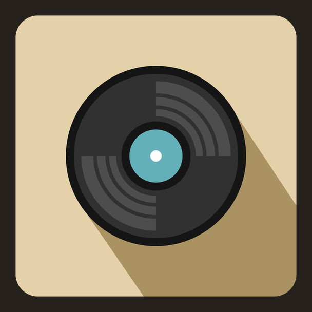 Gramophone vinyl LP record icon, flat style - Vector, Imagen
